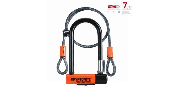 KRYPTONITE Bügelschloss Evolution Mini-7 + Kryptoflex 13 mm orange 178 mm