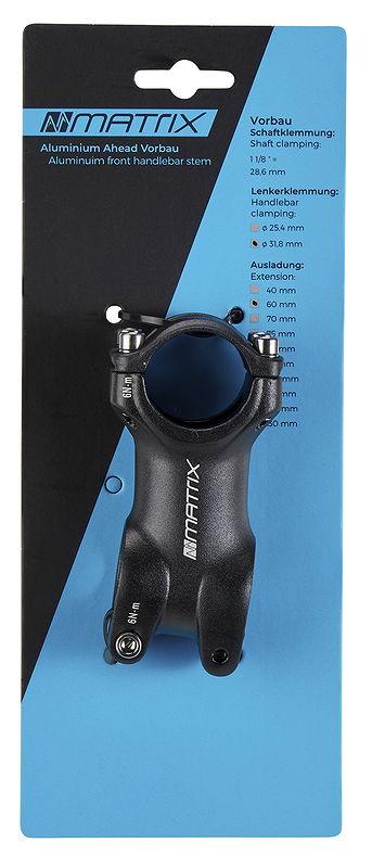 MATRIX Ahead-Vorbau ST17 Alu 60 mm schwarz-matt 31,8 mm 1 1/8" +/-6°