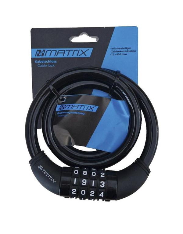MATRIX Zahlen-Kabelschloss KAZ  850 12 mm schwarz 85 cm EVP