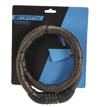 MATRIX Zahlen-Panzerkabelschloss PAZ 1000 18 mm rauch/schwarz 100 cm EVP Produktbild 1