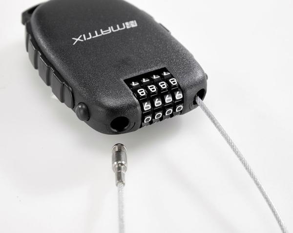 MATRIX Zahlen-Kabelschloss aufrollbar KAZ 900 2,4 mm schwarz 90 cm EVP