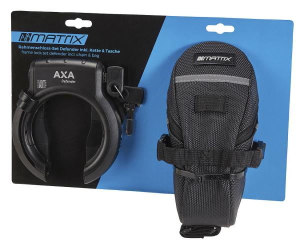 MATRIX Rahmenschloss Set Defender RAN 1010 inkl. Kette RLC (100 cm) und Tasche 50 mm schwarz