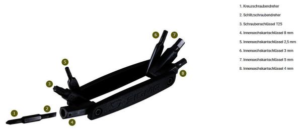 SIGMA Faltwerkzeug Pocket Tool Small 8 Funktionen