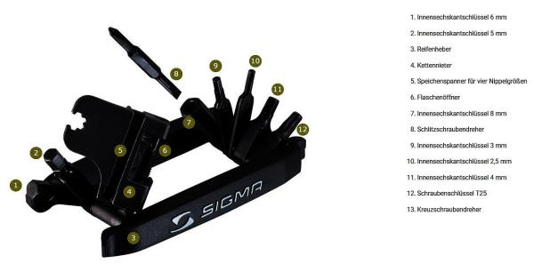 SIGMA Faltwerkzeug Pocket Tool Medium 17 Funktionen