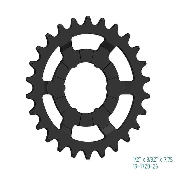 Esjot Steckzahnkranz für Shimano Nexus Inter 5E schwarz  1/2" x 3/32" + 1/2" x 11/128"  24 Zähne