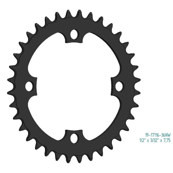 Esjot Kettenblatt für Bosch Gen 1, Gen 3 + Gen 4 Narrow Wide 1/2"x 3/32"+1/2"x11/128" 34 Zähne