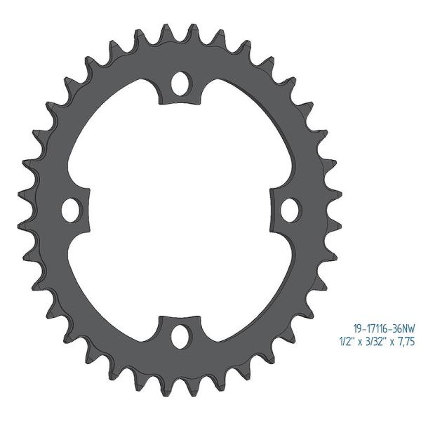 Esjot Kettenblatt für Bosch Gen 1, Gen 3 + Gen 4 Narrow Wide 1/2"x 3/32"+1/2"x11/128" 44 Zähne