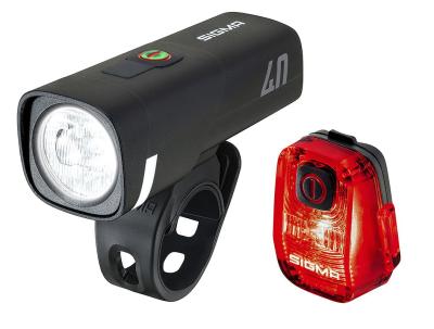 SIGMA LED Akkuleuchten Set AURA 40 / HIRO 10 RIDE TO SCHOOL Set schwarz Produktbild 1