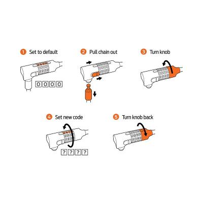 AXA Zahlen-Kettenschloss Absolute Code 5 mm schwarz 90 cm Produktbild 1