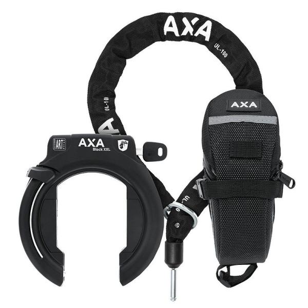 AXA Rahmenschloss Set Block XXL NAZ inkl. Kette ULC (100 cm) und Tasche 58 mm schwarz