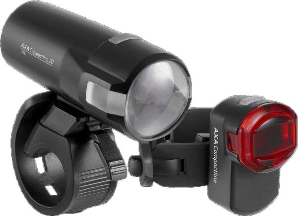AXA LED Akkuleuchten Set Compactline  20 Lux schwarz