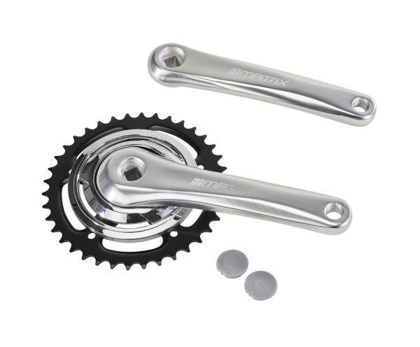 MATRIX Kettenradgarnitur Alu 4-kant für City Rad 38 Zähne schwarz/siber polish 170 m  Montageverpac