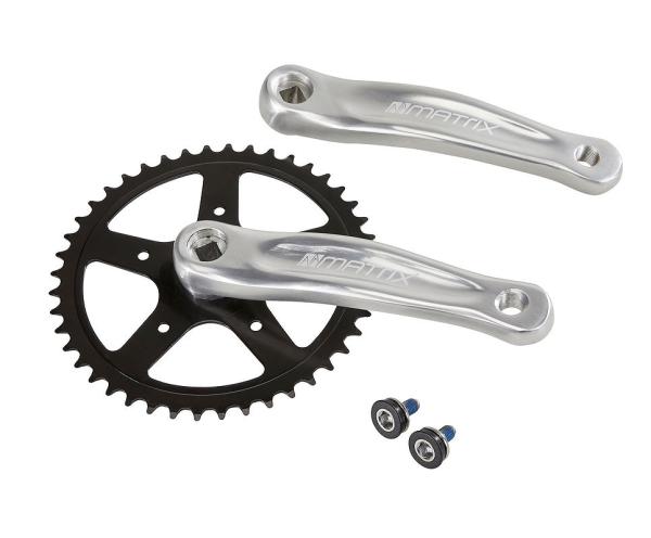 MATRIX Kettenradgarnitur Alu 4-kant für City Rad 44 Zähne silber polish 170 mm  Montageverpackung