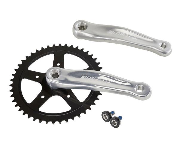 MATRIX Kettenradgarnitur Alu 4-kant für City Rad 46 Zähne silber polish 170 mm  Montageverpackung