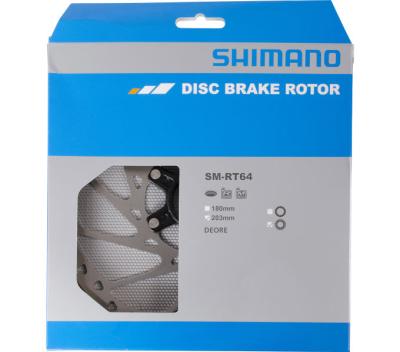 SHIMANO Bremsscheibe SM-RT64 203mm CL Verschlussring mit Außenverzahnung Produktbild 1