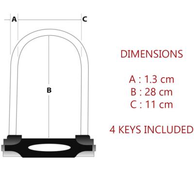 Master Lock Bügelschloss 8195LW Schwarz 13 mm x 280 mm x 110 mm Schlüssel Produktbild 4